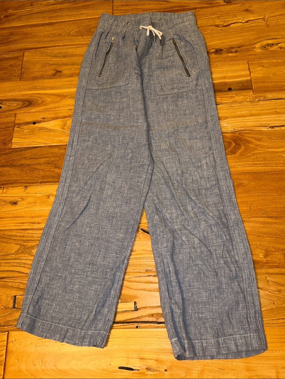 Athleta Linen Light Blue Drawstring Pants - Size 2